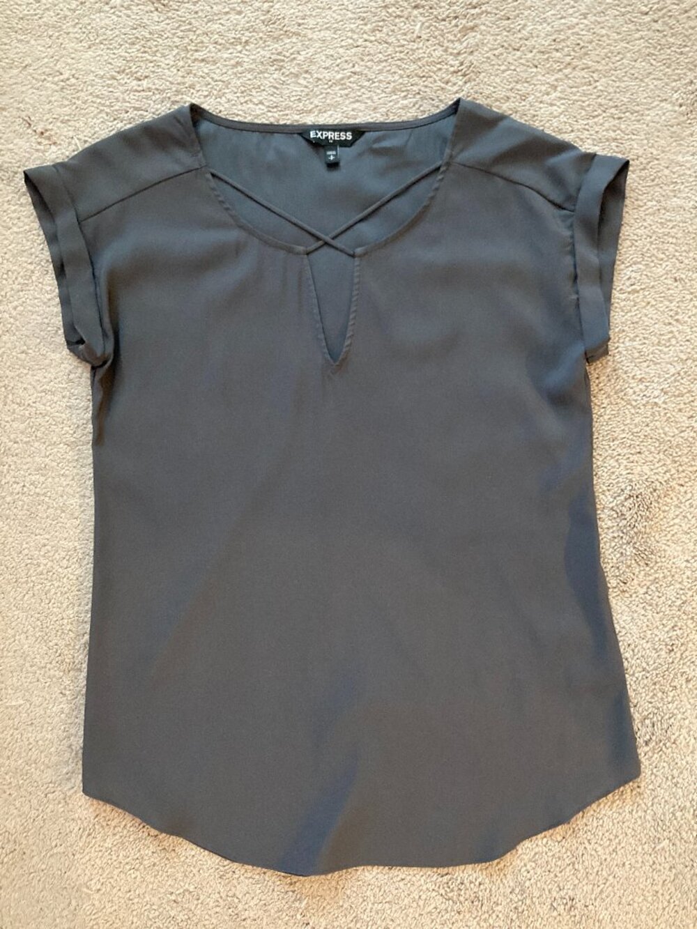 Express grey criss cross blouse top size small